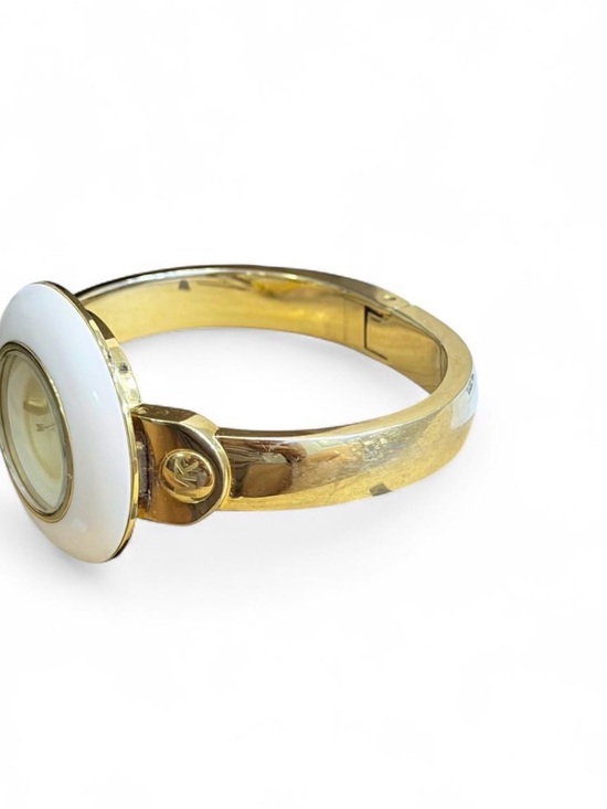 Michael Kors Accessories - Michael Kors Gold-Tone Cuff Watch with White, Pink & Tortoiseshell Bezels
